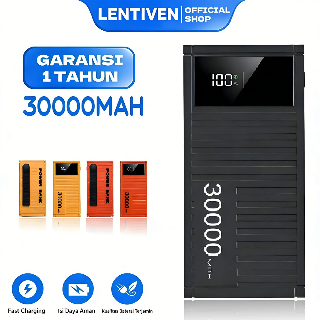 LENTIVEN Powerbank 30000 mAh Mini with Fast Charging BH73