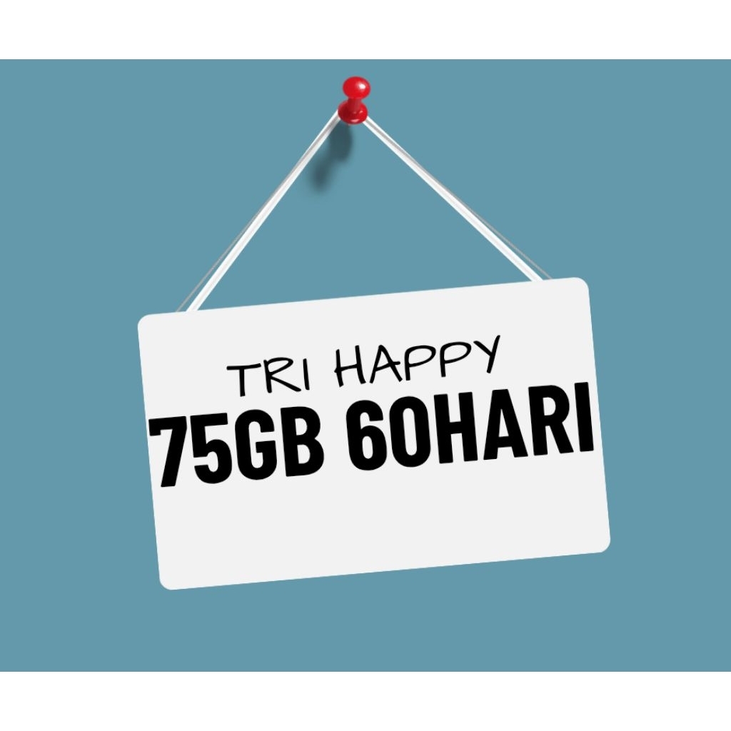 voucher paket data tri happy 75gb / kuota internet tri