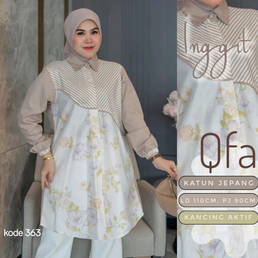 Qfa - Inggit tunik katun jepang motif bunga