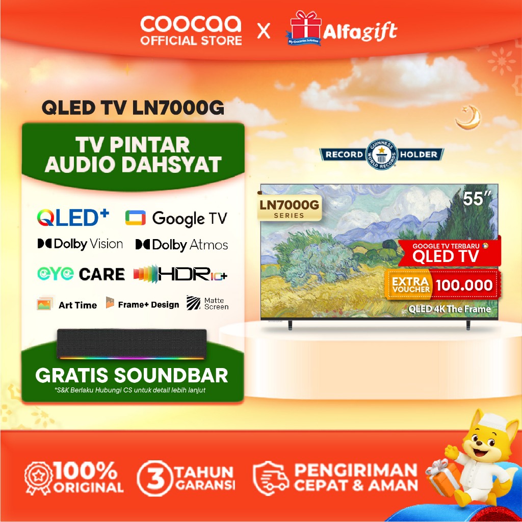[TERBARU] COOCAA The Frame TV 55 inch LN7000G - 4K QLED-TV+Matte screen - Google TV - Eye Care 5.0 -