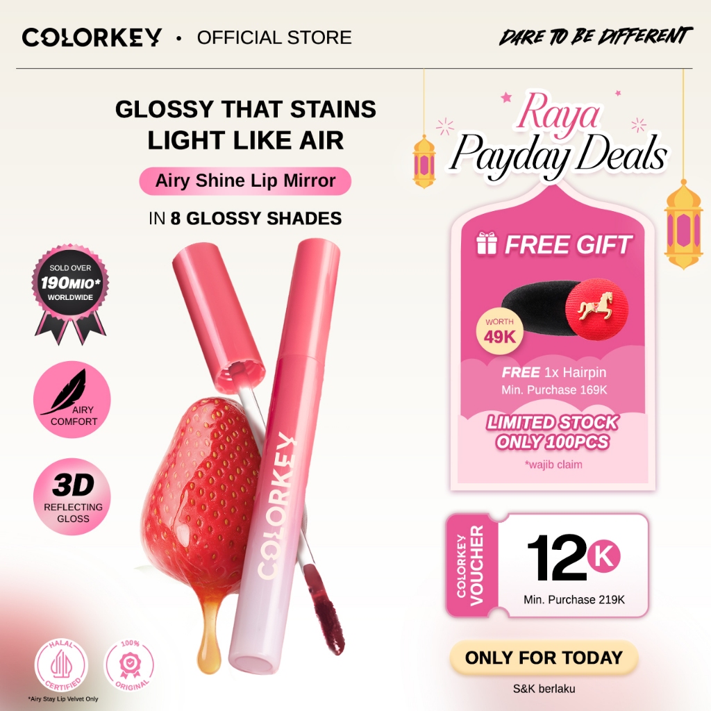 [BEST SELLING] Colorkey Airy Shine Lip Mirror  | Liptint Lipstick Lipcream Makeup Hydrating Tahan La