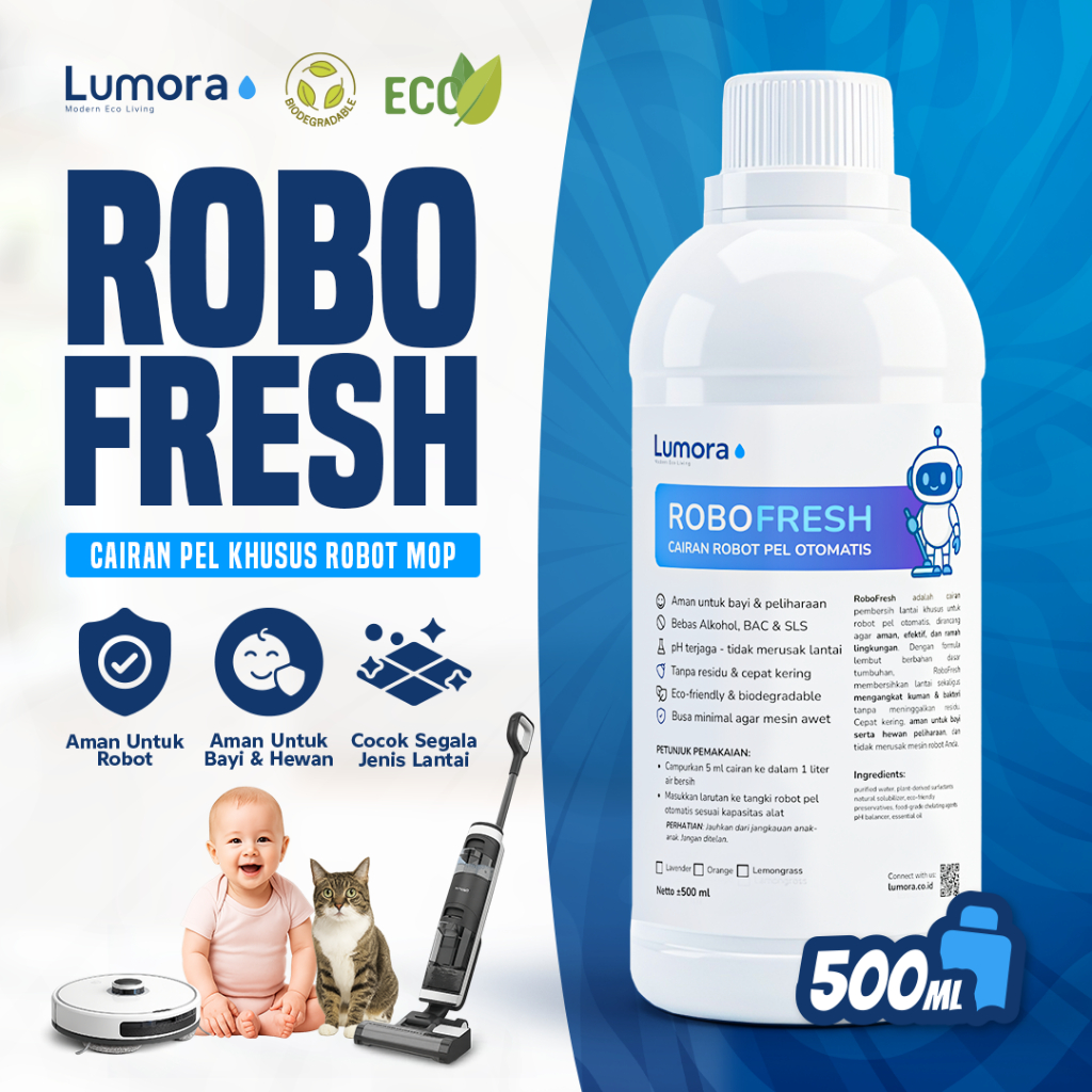 RoboFresh - 500ml Cairan Pel Robot Vacuum Otomatis / Vacuum Cleaner Elektrik / Robot Mop
