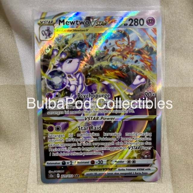 Pokemon TCG Indonesian Mewtwo VSTAR S12a 221/172 SAR VSTAR Semesta