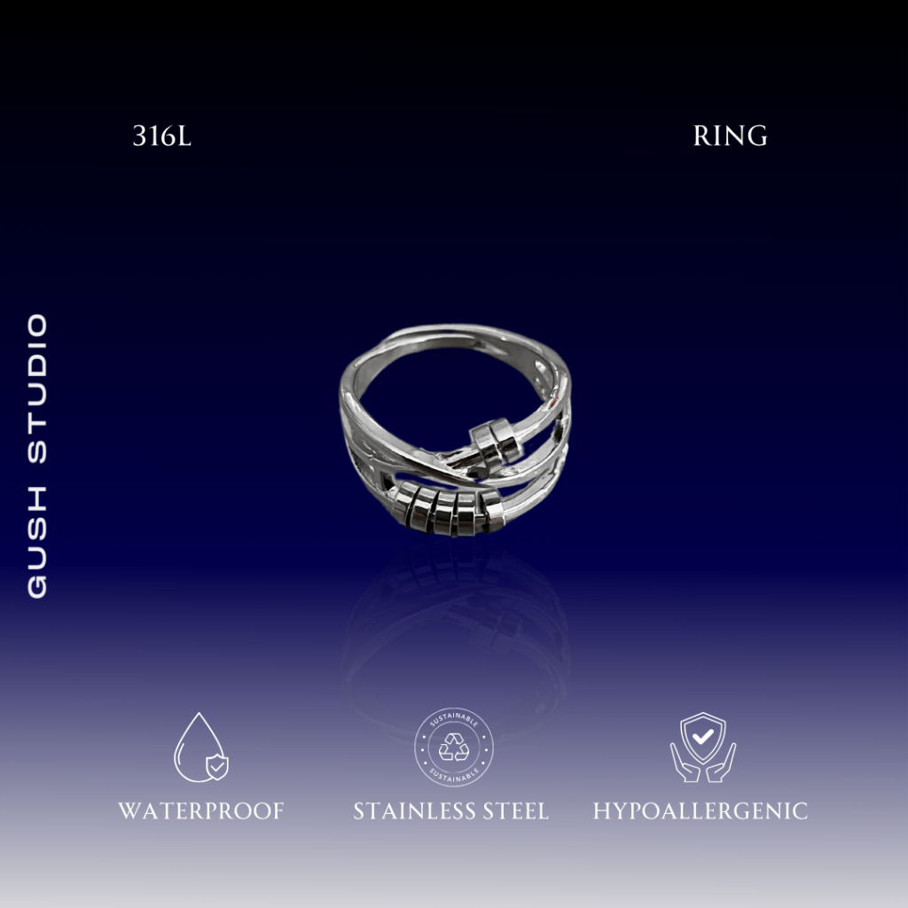 GUSH STUDIO Fidget Ring - Adjustable Silver Cincin Anxiety Pria Wanita