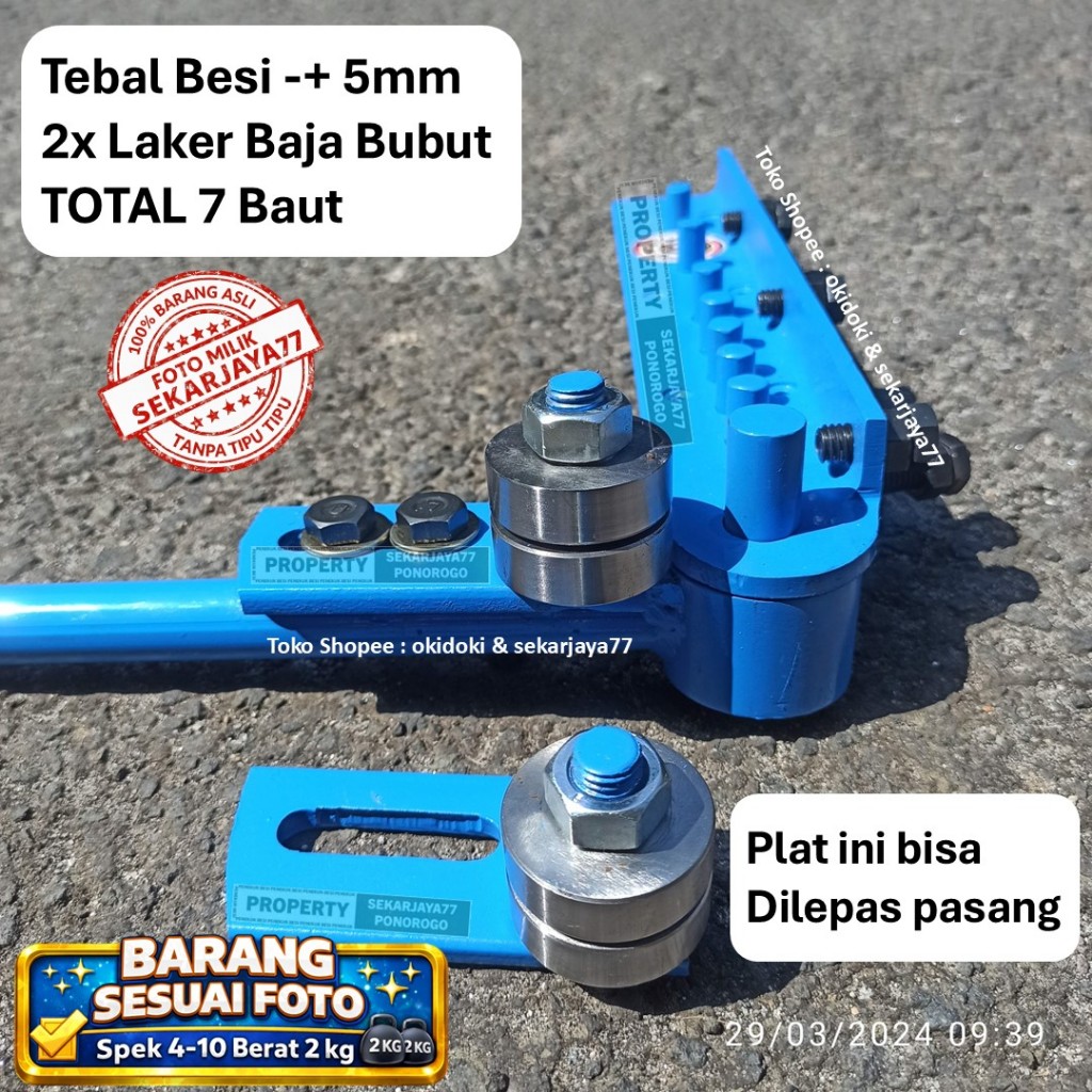Sekarjaya77 SJQ30 Alat Tekuk Besi Biru Tebal, Laker Baja Bubut