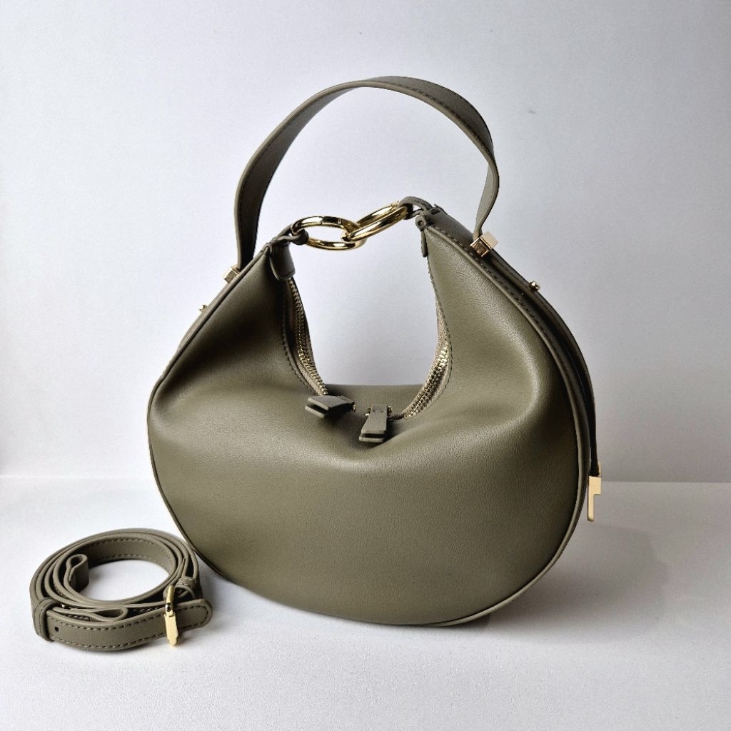 Anonymous Tobie Hobo Leather Warna Khaki No Brand Tas Selempang Top Handle Shoulder Bag Kulit Asli P