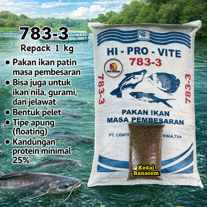 783-3 Eceran 1 kg | Pakan Ikan Patin | Pelet Ikan Nila | Fish Feed