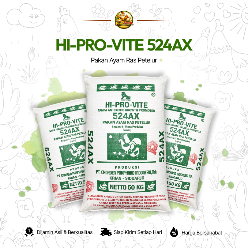 HI-PRO-VITE 524AX – Pakan Ayam Petelur Produksi | 20KG - 50KG | Pokphand | PakanAyamCom