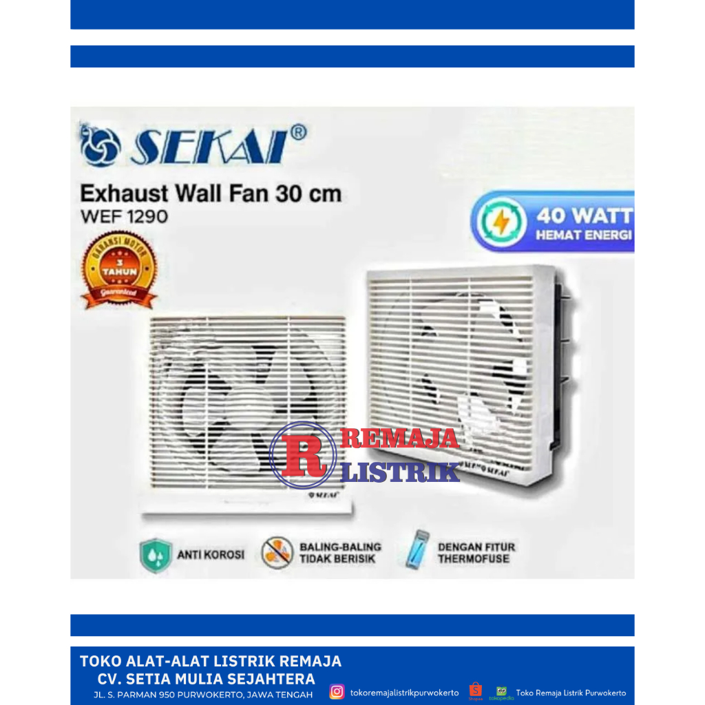 Kipas Angin Exhaust Dinding 12 inch Sekai WEF 1290