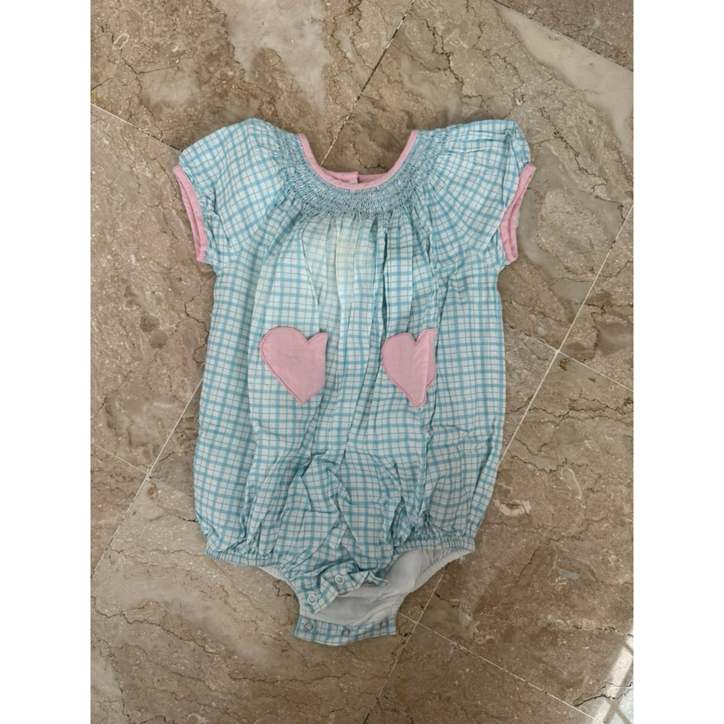 Preloved Dondolo Gingham Smocked Romper size 2T defect