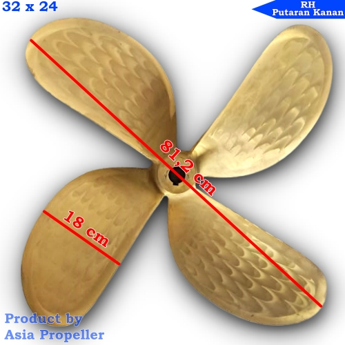 Propeller Baling baling kapal Kuningan Diameter 32 x 24 inch RH 4 daun - Asia Propeller