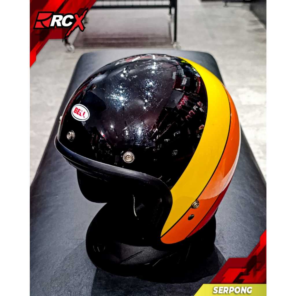Helm Bell Custom 500 Riff Black Yellow Orange Red Gloss Helmet original second bekas 2ND RCX