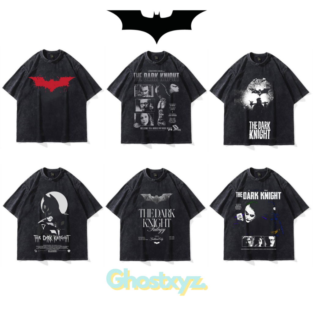 Ghostxyz T-Shirt The Dark Knight Wash Oversize Vintage Tee Baju Kaos