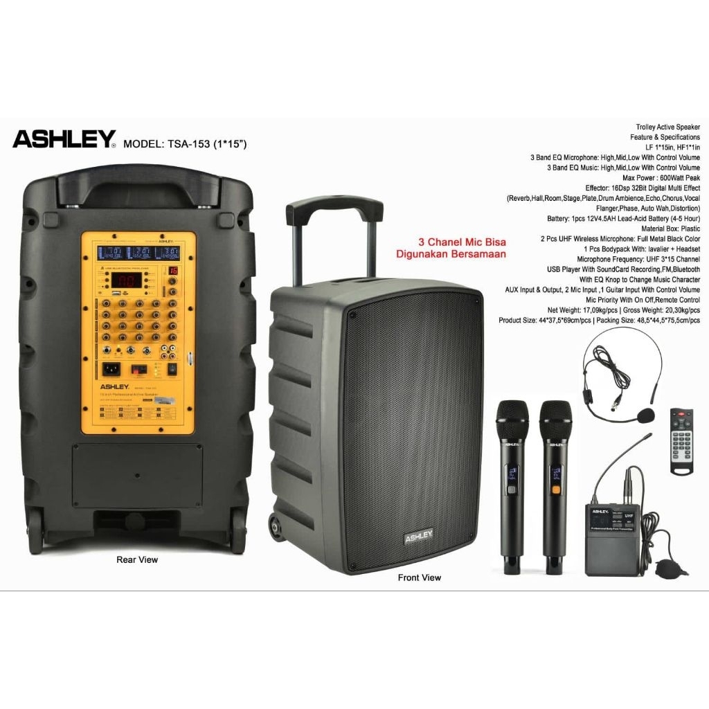 SPEAKER AKTIF ASHLEY/ Speaker Aktif ASHLEY Model TSA -153 (1*15") SNI/ speaker aktif ashley