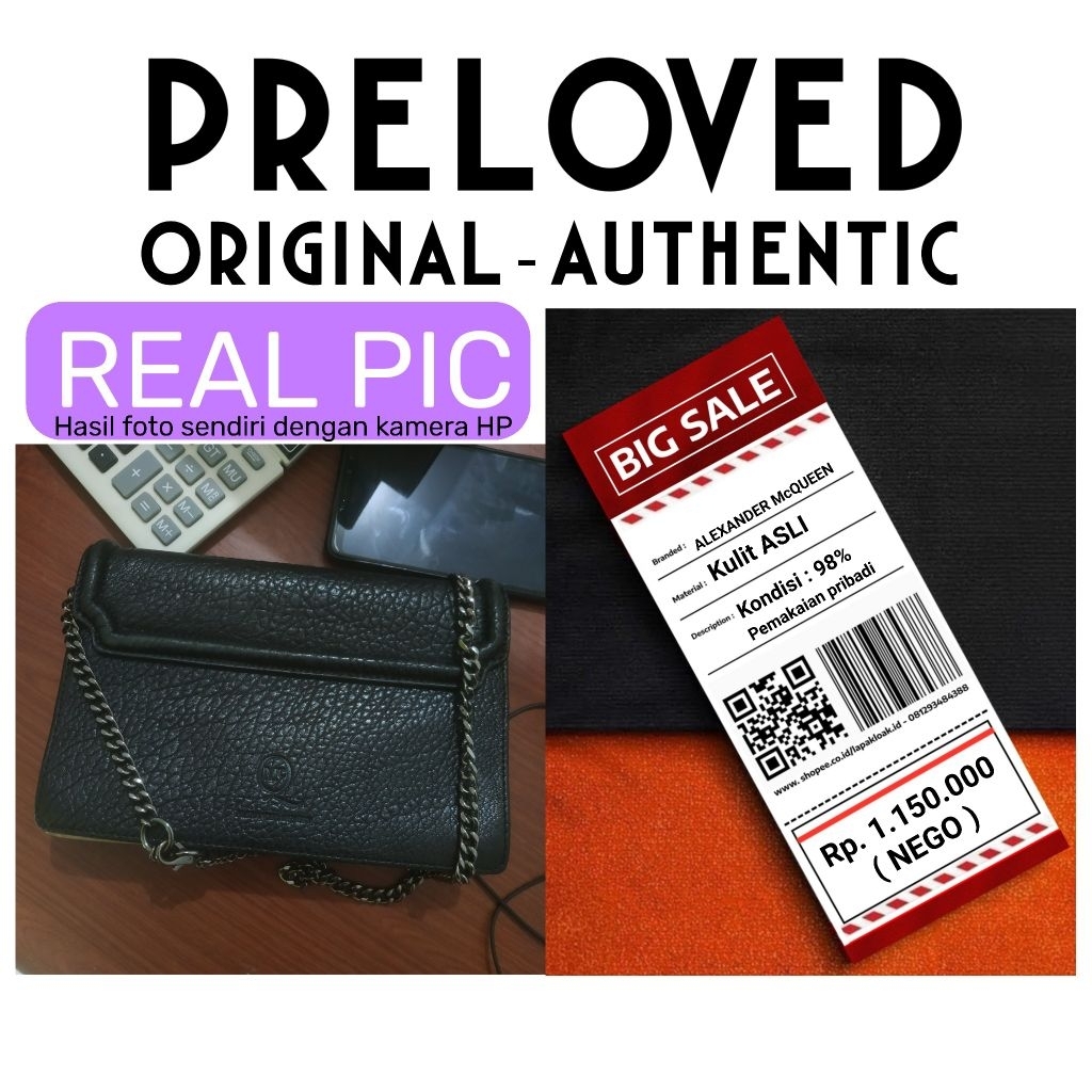 (NEGO) Preloved tas selempang wanita branded ori Alexander McQueen