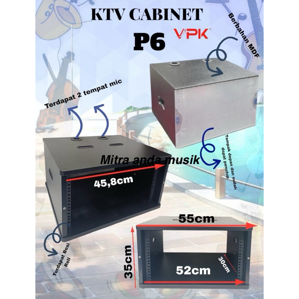 Rak sound system hardcase cabinet sound system p6 6u