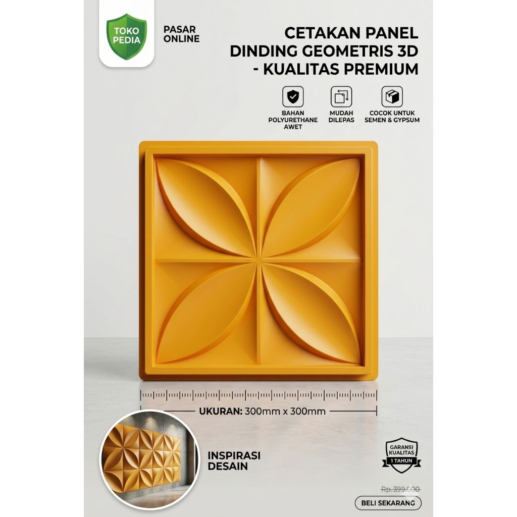 cetakan beton gypsum / mould wallpaper/Wall panel dinding 3D Timbul  Ukuran 50x50 cm