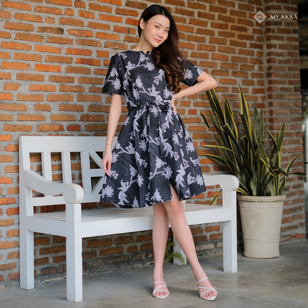 My Aksa Batik Wanita Dress Furing Jeda Jenak Black