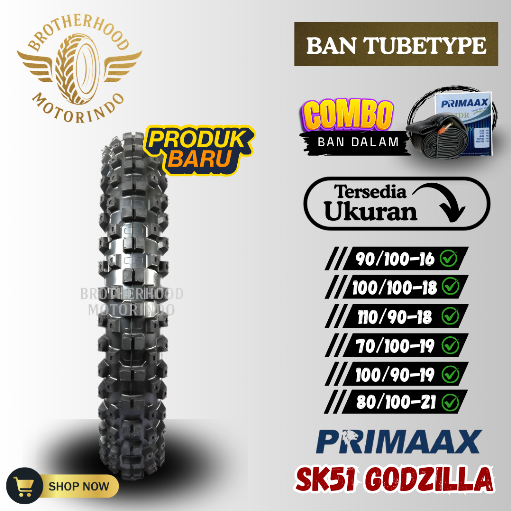 BAN PRIMAAX SK51 TRAIL NON TUBLES ( 90/100-16 / 100/100-18 / 110/90-18 / 70/100-19 / 100/90-19 / 80/