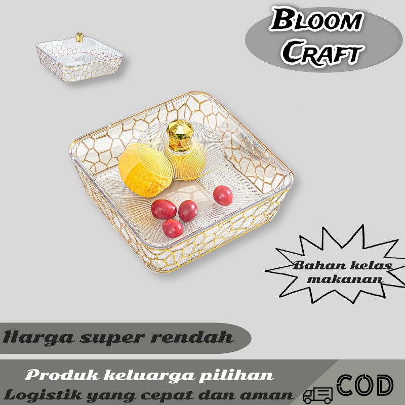 Nampan cantik/nampan persegi bermotif emas transparan