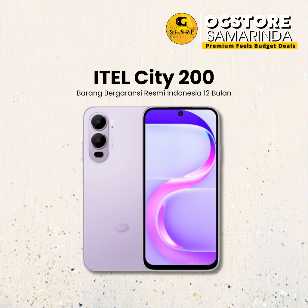 Itel City 200 4/128GB RAM Besar Baterai Awet HP Murah Layar Luas Cocok Pelajar & Harian