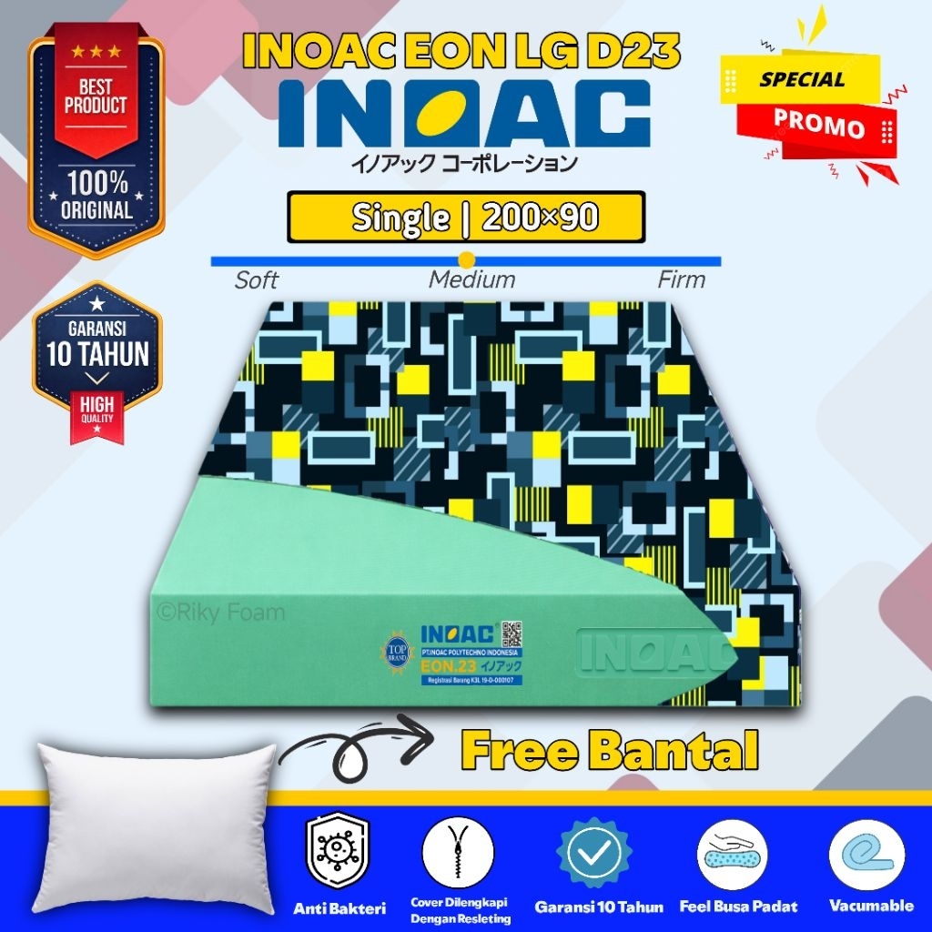 Kasur Single Tebal 20 Cm Busa Inoac EON D23 Garansi 10 Tahun + Free Bantal