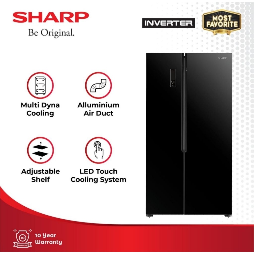 KULKAS SHARP 2PINTU SIDE BY SIDE SJ-IS61GA-BK SBS 2PINTU INVERTER
