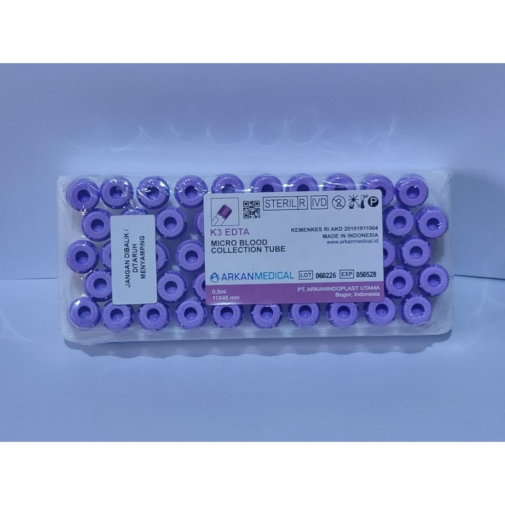 Tabung Microtube K3 EDTA 0,5ml | Tabung sampel Darah K3 EDTA 0,5ml | EDTA 0,5ml - Arkan Medical