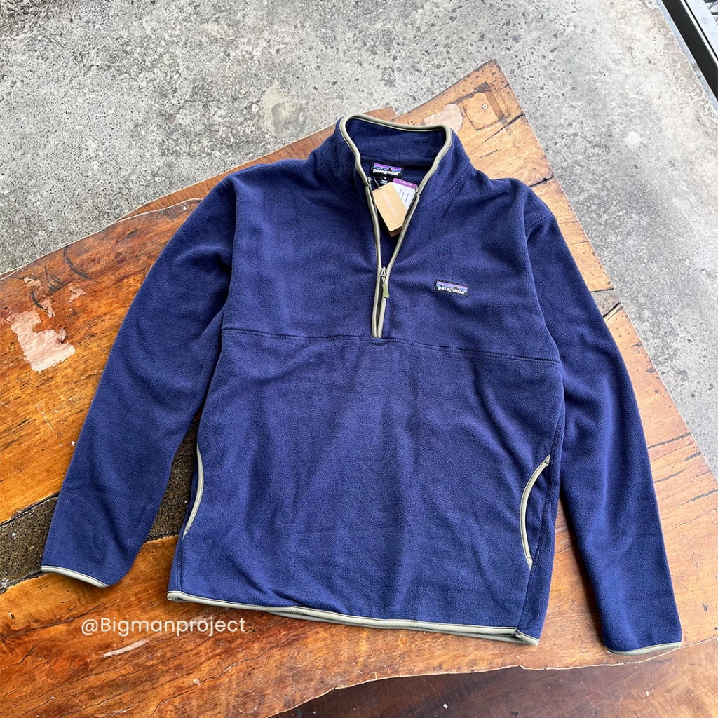 Patagonia Micro D 1/4 Zip Fleece Navy Original Jacket Outdoor Pria Wanita Unisex Lightweight