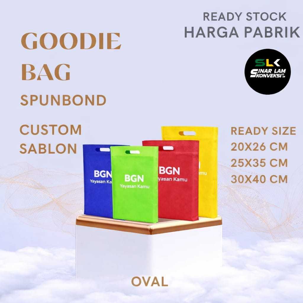 Goodie Bag Tas Belanja Spunbond Model Oval Dcut Kantong Kain Custom Sablon