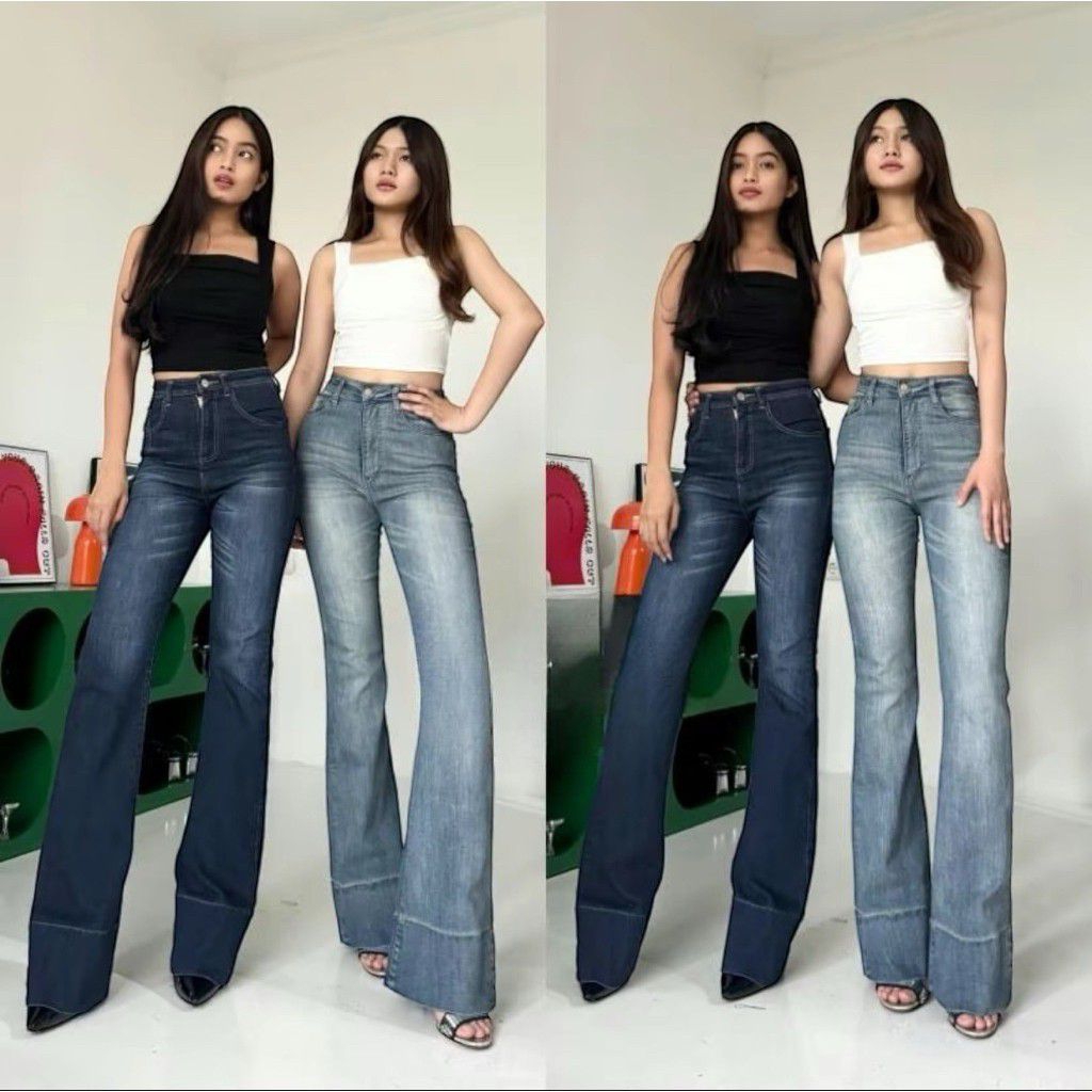 CELANA JEANS LIPAT BAWAH TERBARU//Bestseller Celana Jeans Panjang Wanita//Celana Panjang Wanita Lipa