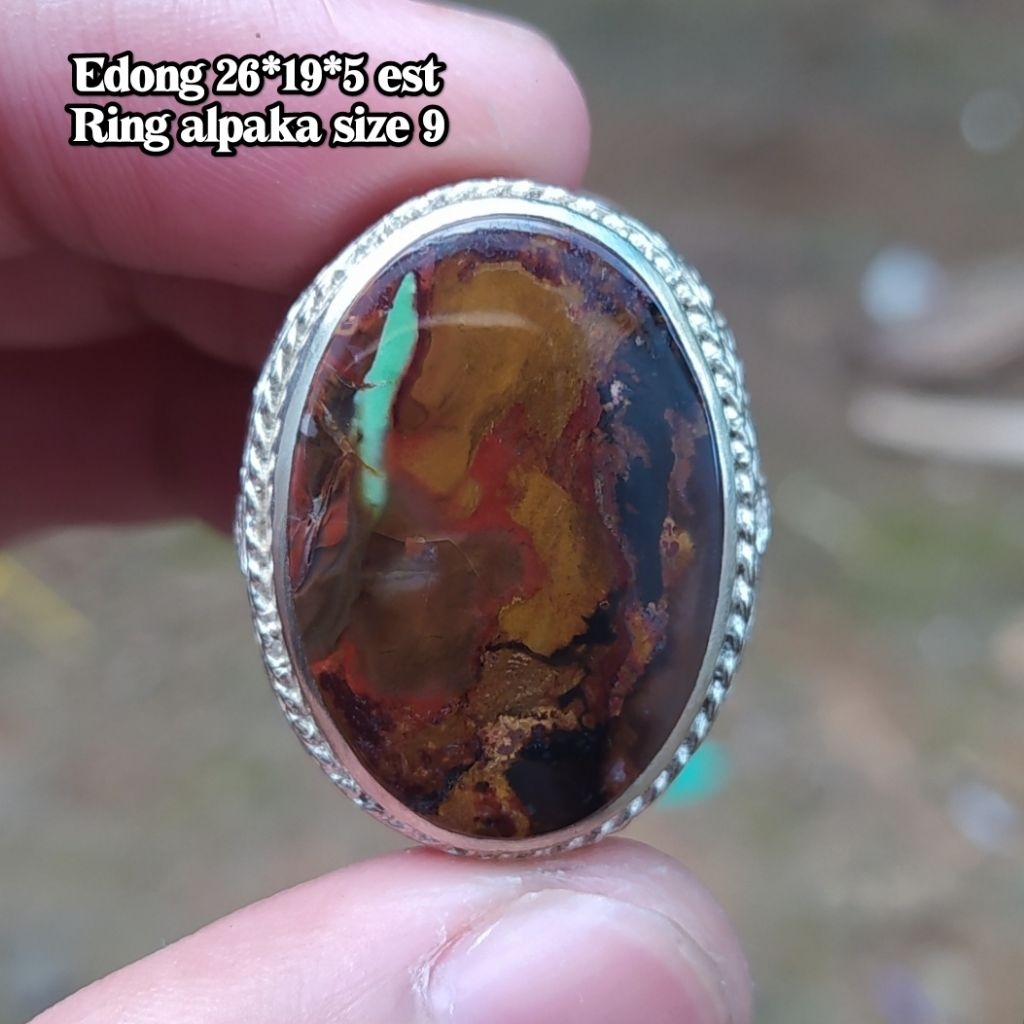 (TERMURAH) Cincin Batu Akik Pancawarna Garut Edong Klasik