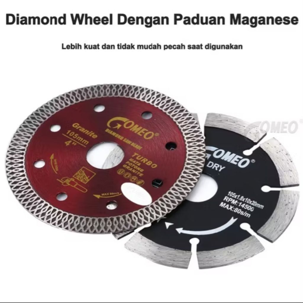 1 DUS DIAMOND WHEEL PISAU KERAMIK TURBO MEREK GOMEO ISI 20PCS