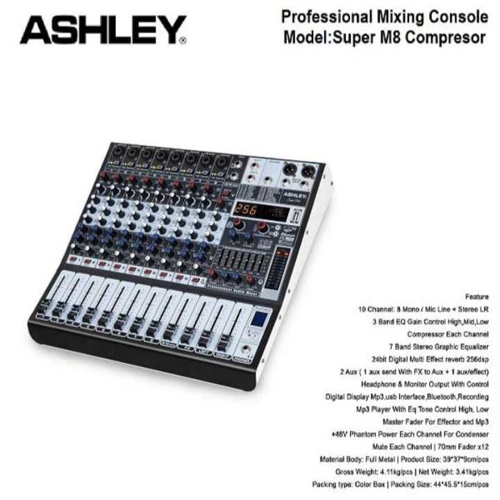 Mixer Ashley Super M8 COMPRESOR Mixer Ashley 8 Channel Original