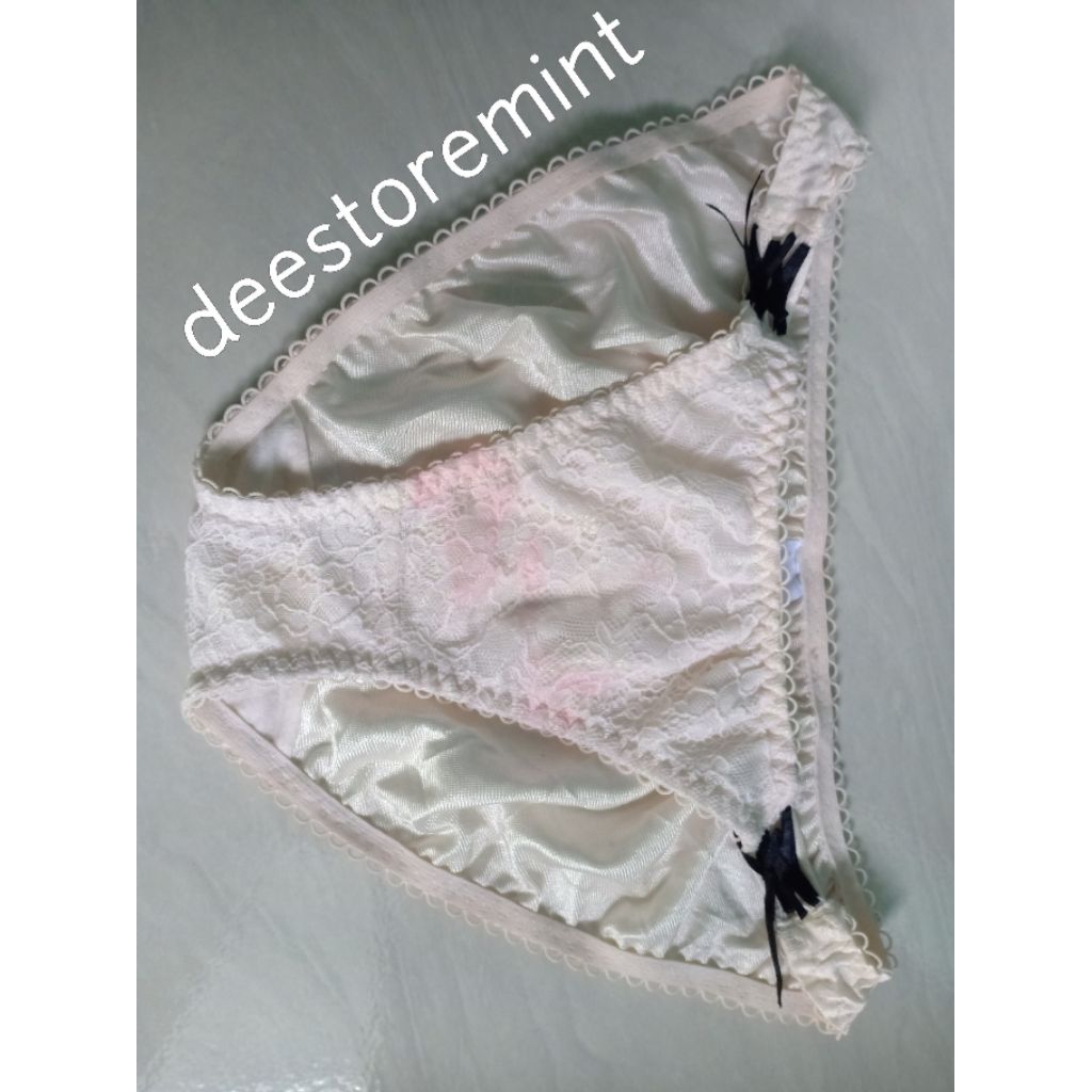 panties putih pita brukat satin koleksiku