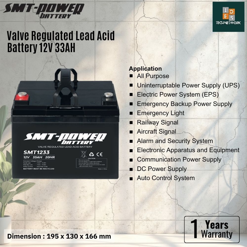 SMT Power Baterai VRLA SMT1233 12V 33AH