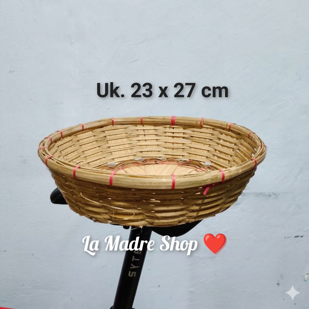 KERANJANG BAMBU BULAT Besek Bambu - Uk. D 27 T 7 Cm