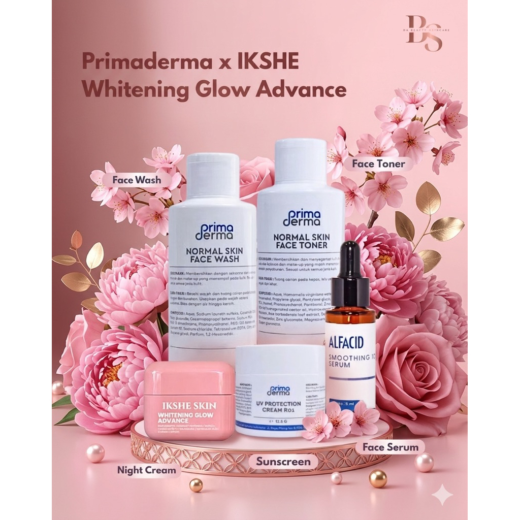 Paket Super Whitening Glowing Advance Primaderma Untuk Kulit Normal Susah Putih BPOM
