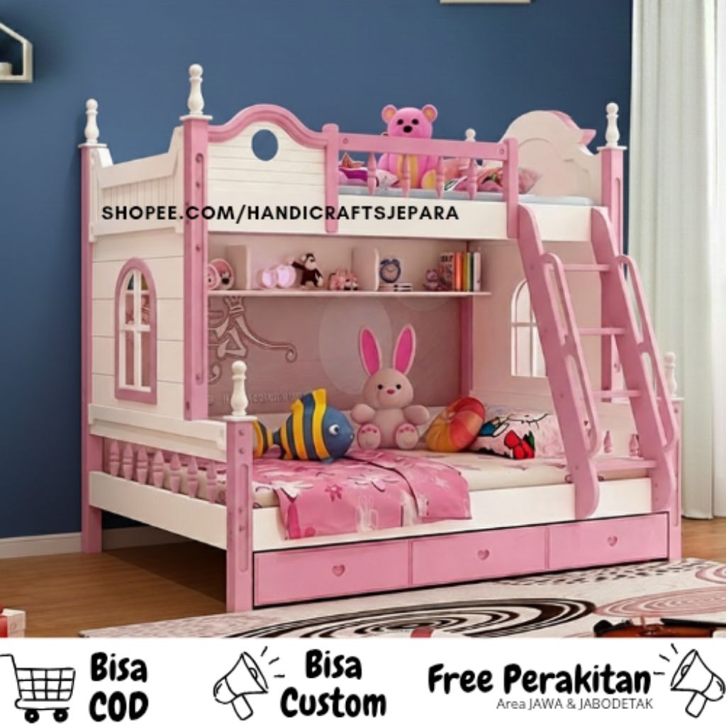 Kasur Tingkat Anak Perempuan Murah , Tempat Tidur Multifungsi Laci Penyimpanan