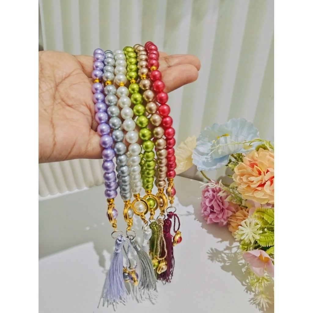 Grosir 100pcs Souvenir Tasbih Mutiara 33 butir rumbai tassel, Souvenir Pernikahan, Oleh-Oleh Haji&Um