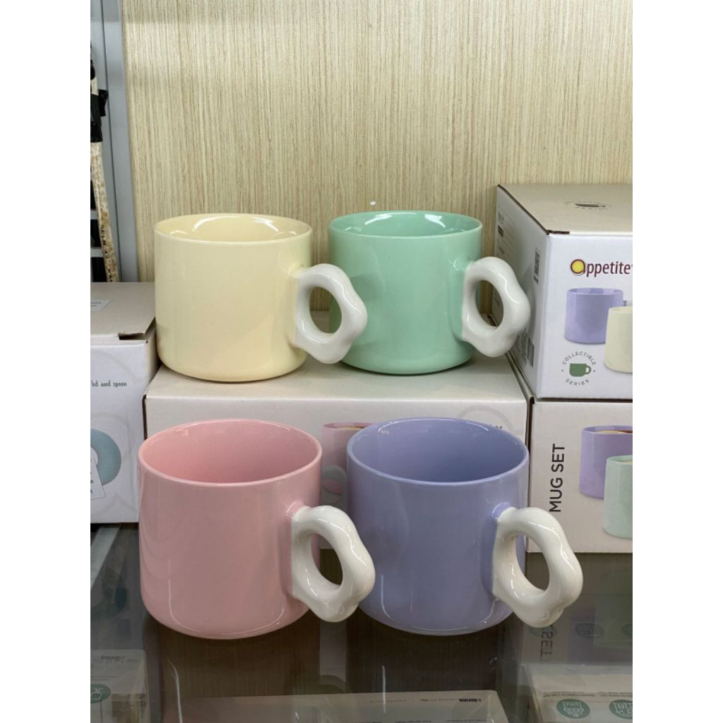 Appetite freesia mug porcelain 300ml set 4pcs mix/mug informa lucu