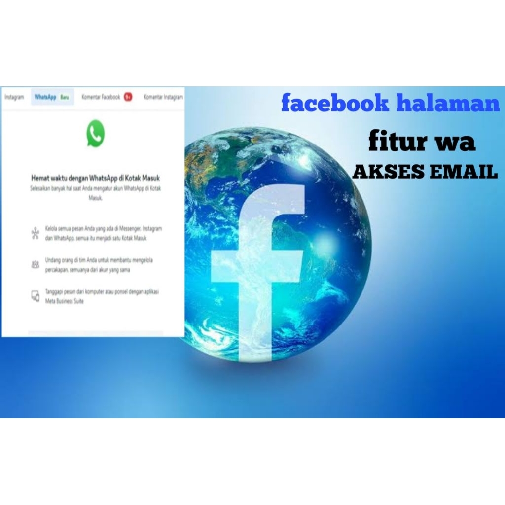 facebook + halaman +akses email fitur whtsaap