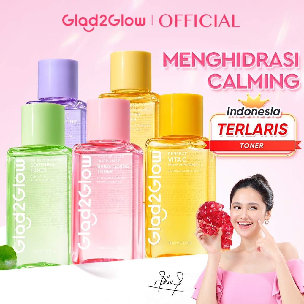 Glad2Glow Toner Complete Series - Brighten/Acne Toner/Barrier/Exfoliating toner-Skincare toner badan