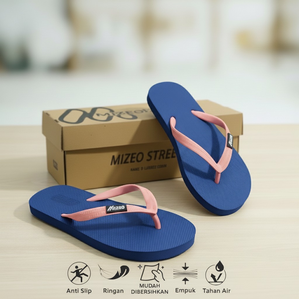 Sandal Jepit Mizeo Wanita Empuk Anti Slip – Sandal Rumah Nyaman Ringan Anti Licin