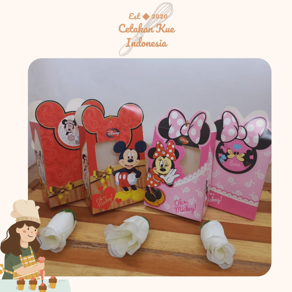 {CKI} Dus Packaging Transparan Kartun Mickey Minnie Box Hampers Souvenir Ulang Tahun