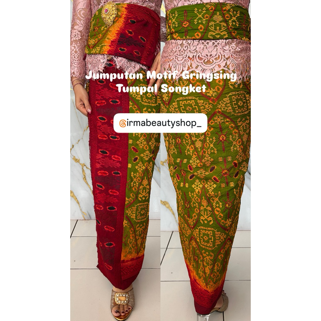 Ready Jumputan Sutra Motif Gringsing Tumpal Songket