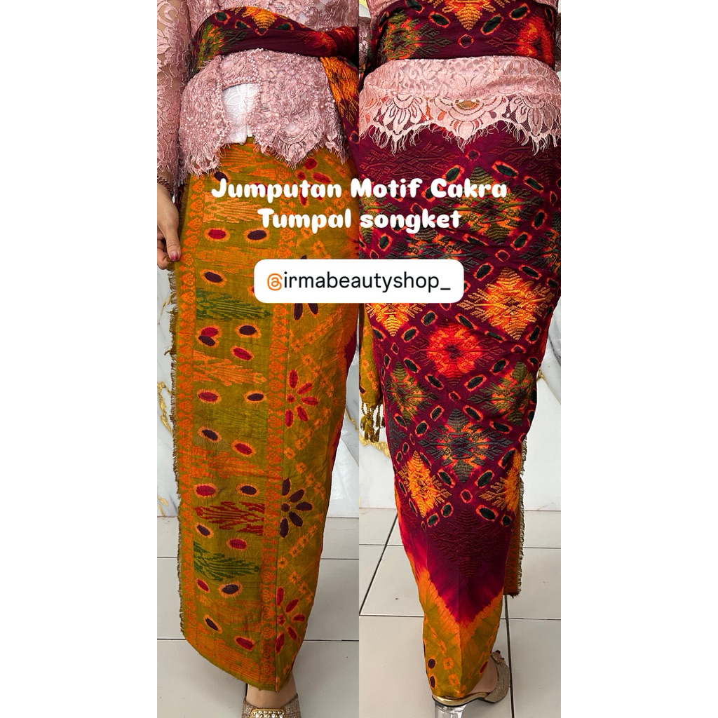 Ready Jumputan Sutra Motif Cakra Tumpal Songket