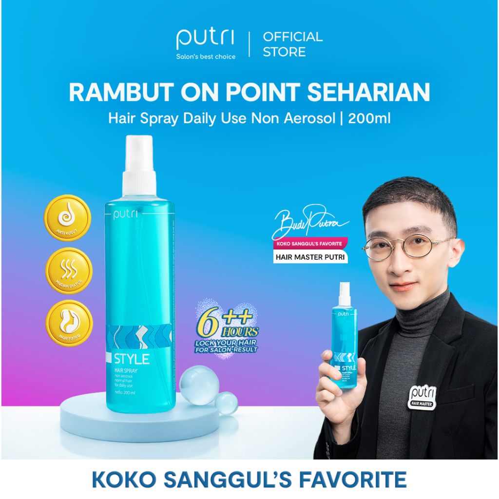 [KOKO SANGGUL'S FAVORITE] Putri Hair Spray Non-Aerosol 200mL for Daily Use – Styling Rambut Natural 