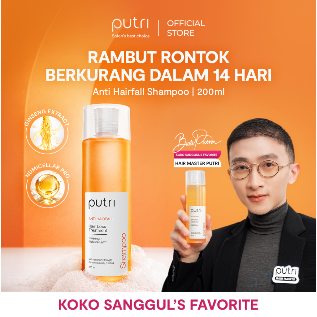 Putri Anti Hairfall Shampoo 200mL | Shampoo Anti Hair Loss, Anti Rambut Rontok | Dengan Ekstrak Gins