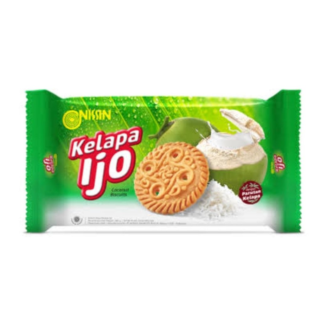 Makanan-Cemilan-Snack-Jajanan-Kue Kaleng-Biskuit Kelapa-Isian Toples- Nissin Kelapa Ijo 280gr
